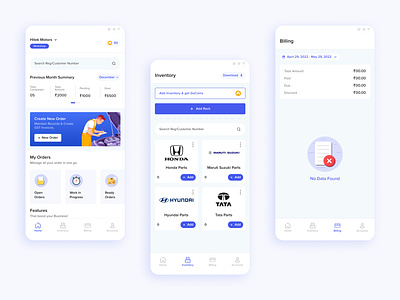 Car Workshop App - EasyGarage App app design billing car carrepair carworkshop design figma home inventory mobile design product design repair ui ui design ux design workshop