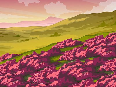 Heather hill landscape background creaza education heather heather hill landscape hill landscape nature product purple vector web