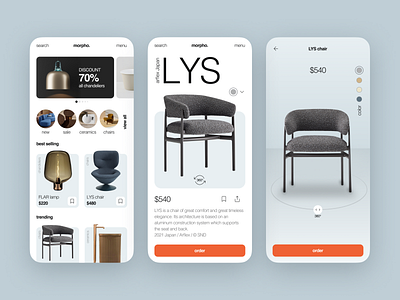 The concept of a marketplace for designer furniture app business design furniture marketplace minimal ui ux
