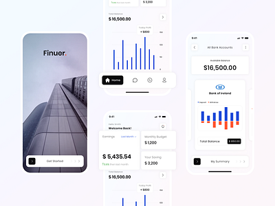 Finuer. (Finance App) app banking branding design graphic design letest mobile design new ui