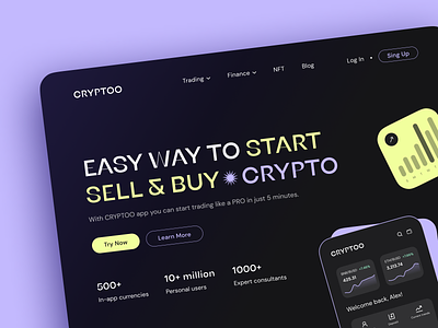 Mobile App Landing Page for Crypto Exchange and Trading blockchain crypto cryptoappdesign cryptoexchange cryptoui cryptowallet finance financeapp financialtechnology landingpagedesign mobileapp mobileappdesign nft startup tradingapp ui uidesign ux uxdesign wallet