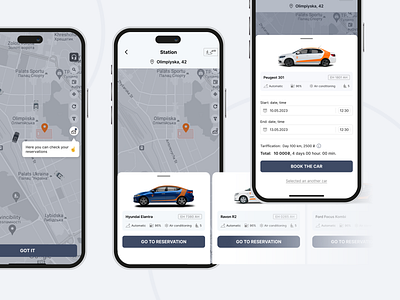 Car-sharing mobile wireframes – Getmancar app booking car car sharing cards design free floating input map mobile mobile app onboarding station ux ux design wireframing