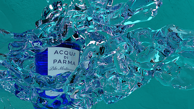 3d water simulation aqua di pharma perfume 3d 3d render branding design graphic design illustration minimal