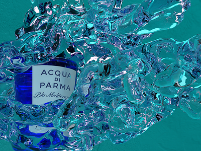 3d water simulation aqua di pharma perfume 3d 3d render branding design graphic design illustration minimal