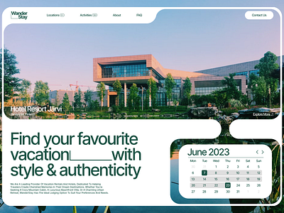 WanderStay - Website Concept bubble design ecommerce green hote landing page logo minimal nature typography ui ux villa web web design website