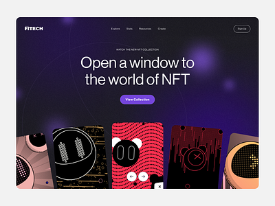 Fitech. NFT Marketplace ai art composition cryptocurrency design digital art marketplace nft typography ui web website