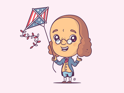 Benjamin Franklin 4th of july benjamin franklin cartoon chibi founding father funny illustration independence day mascot stock usa vector