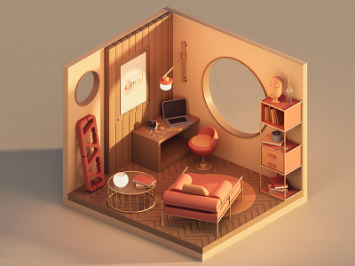 3D Room — Relax 3d 3droom brown cinema4d furniture notebook room rozov sofa visualisation wnbl