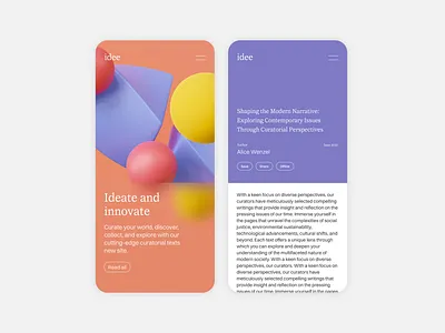 Design concept for Idee, Art & Innovation Articles. app branding design graphic design ui ux