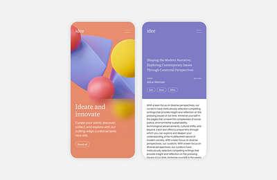 Design concept for Idee, Art & Innovation Articles. app branding design graphic design ui ux