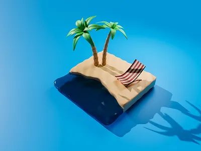 3D Modelling Beach 3d 3danimation 3disometric 3dmodelling 3drender animation blender graphic design