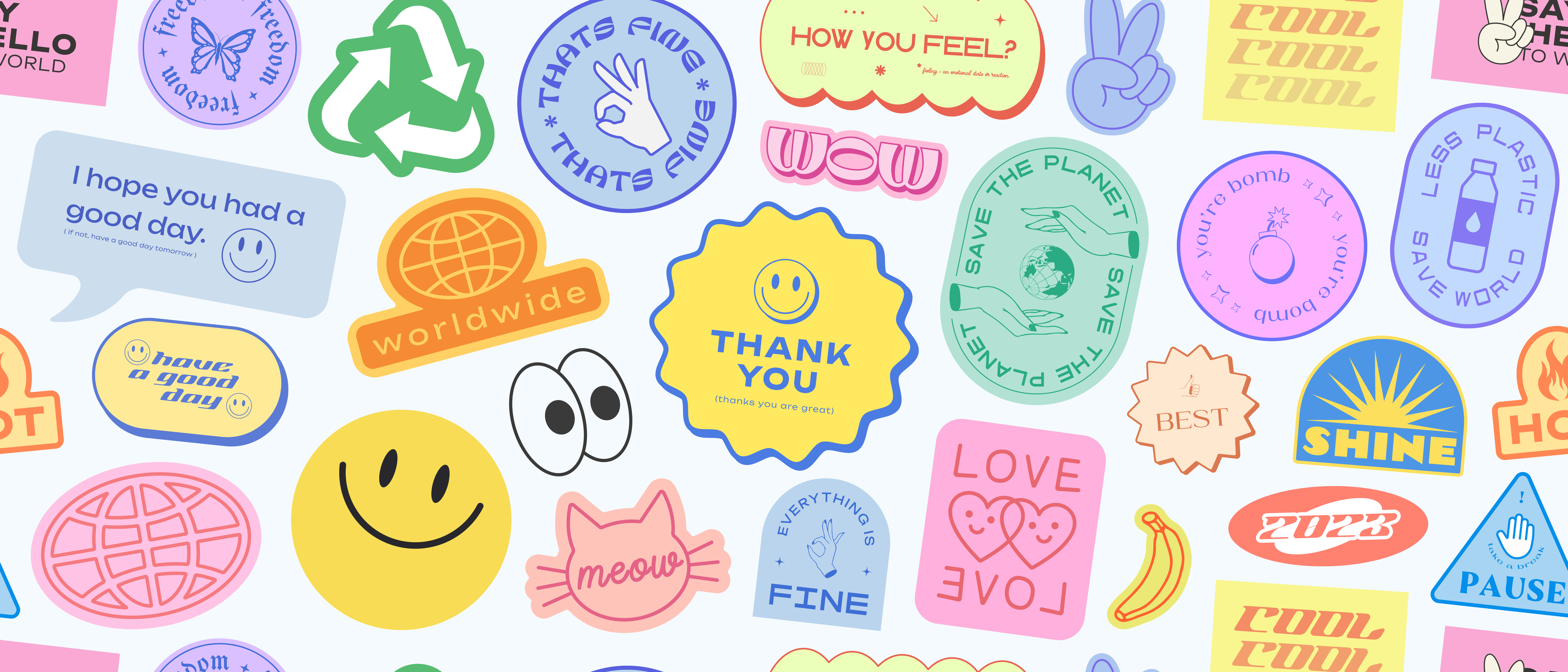Cool y2k stickers set. Trendy patches. Pop Art Aesthetic. 2000s 90s abstract art badge cool design emoji illustration label modern patch pop retro smile sticker trendy vector vintage y2k