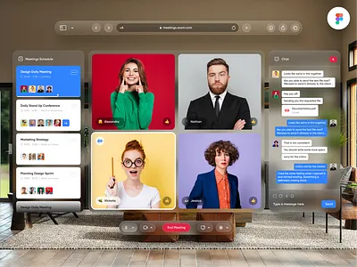 Zoom Spatial Design for Apple Vision OS app apple vision clean minimal mobile spatial spatial ui vision os web