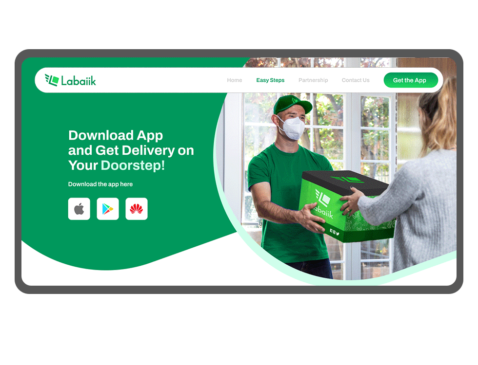 Labaiik l Delivery App 2023 design branding delivery app delivery website ecommerce app logo design mobile app design moiz designer native app product design ui ux design website design