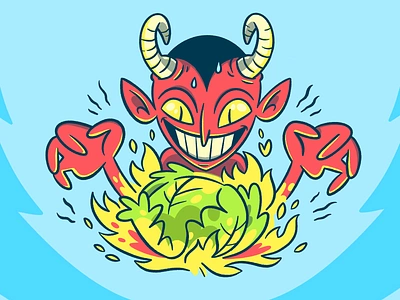 Devil's Lettuce blake stevenson brewery cartoon character design cute design devil illustration jetpacks and rollerskates label lettuce logo package design retro ui