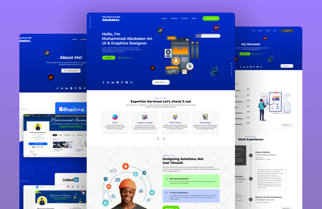 Personal Portfolio Website Design aboutpage contactpage homepage personalweb portfolio portfolioweb uiuxdesign websitedesign