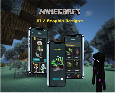 Minecraft UI - Graphic Design animation app design game game design graphic design illustration minecraft mobile app ui uiux