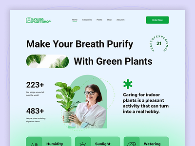 House Plant Shop Web Header branding e ceommerce website flower pots flowers gardening green header home decor home page house plant indoor plant landing page minimal nature nature beauty plant plant shop tree plant ui ux website