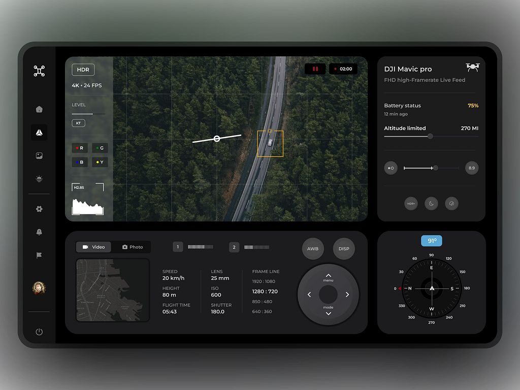 DJI Drone UI Concept - Rebound shot by Neeraj Negi on Dribbble