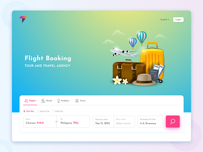 Flight Booking Website blue yellow book online flight hotel booking flight booking page flight booking website flight search graphic design hotel booking page hotel booking website hotel search illustration