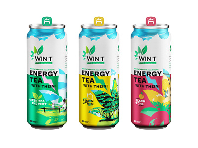 Energy tea drink can design 3d anime branding can can design design energy drink flavor graphic design green tea illustration label lemon logo nature non alcohol package peach tea theine