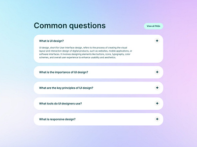 FAQ Ui Design 3d animation branding design elementor figma graphic design illustration logo motion graphics typography ui vector