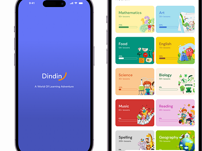 Dindin (A World Of Learning Adventure). chidren design education figma learning mobile ui ux