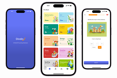 Dindin (A World Of Learning Adventure). chidren design education figma learning mobile ui ux