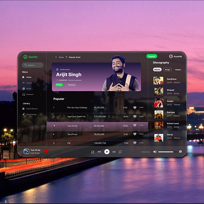 Vision Pro- Spotify Design arijitsingh build design designdrug figma spotify spotifydesign uiux visionpro watchmegrow