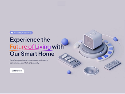 Smarthome Landing Page animation auntomatic clean design home homepage interaction landing page minimalist robot smart smarthome ui ux