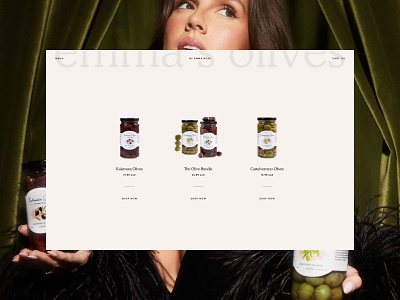 EMMA'S OLIVES - Custom Ecommerce Design branding creator design ecommerce illustration influencer logo minimal product design ui ux website