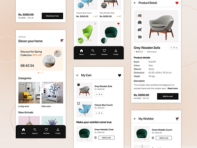 Furniture store: Mobile app app app design architchtute branding decoration ecommerce app furniture app home decore interior design interior studio marketpalce minimalistic mobile app morden design online shopping online store product design ui design user research visiual design