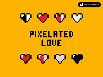 Pixelated Love Illustrations 8bit ai art cute download graphics hearts illustration love pixel pixelbuddha psd retro stickers