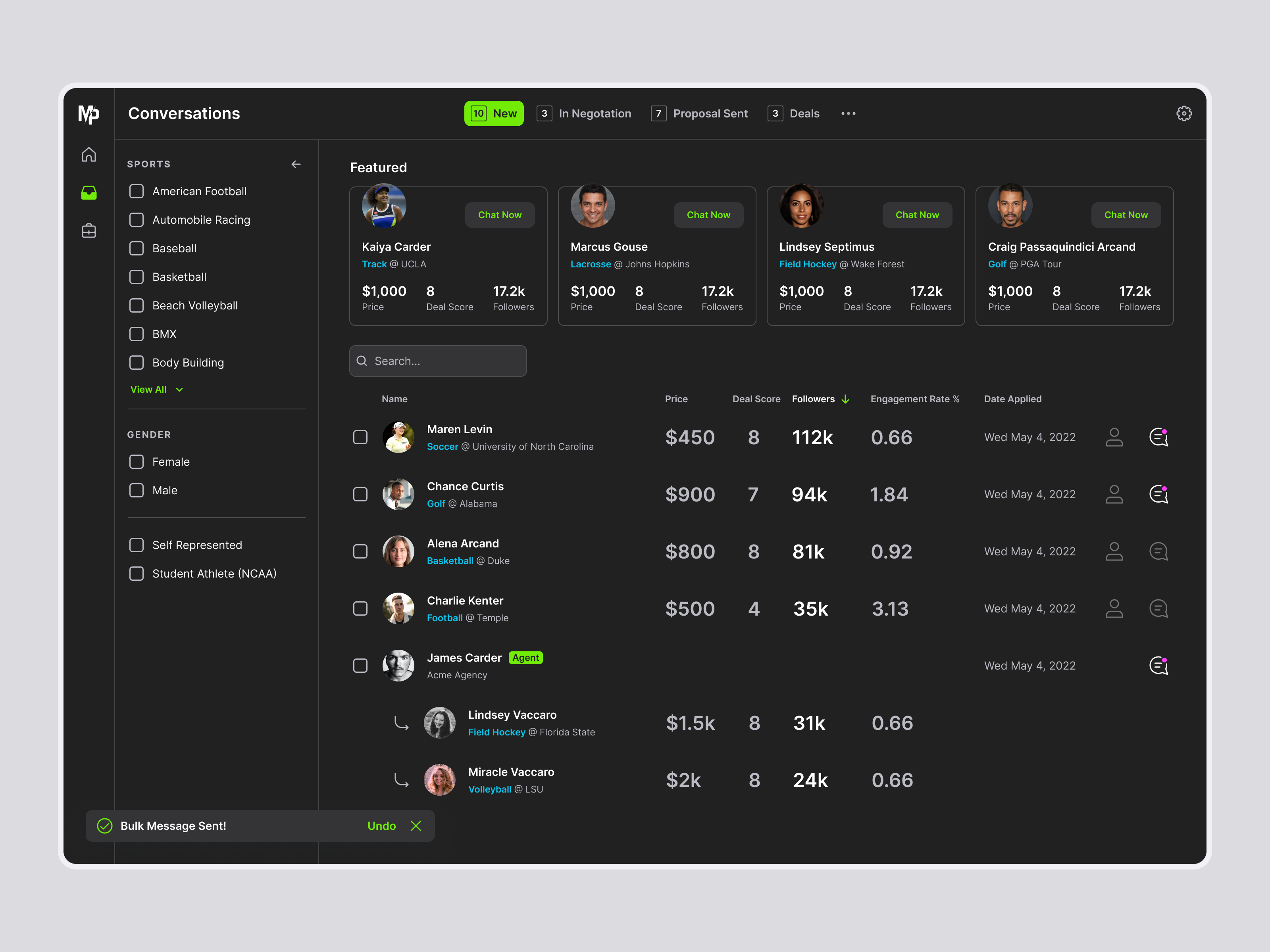 Conversations - MarketPryce chat clean dark mode dashboard design product product design software ui ui design ux