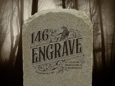 146 Engrave Logo branding death design engraving graphic design grave headstone illustration logo maryland memorial raven stone vintage