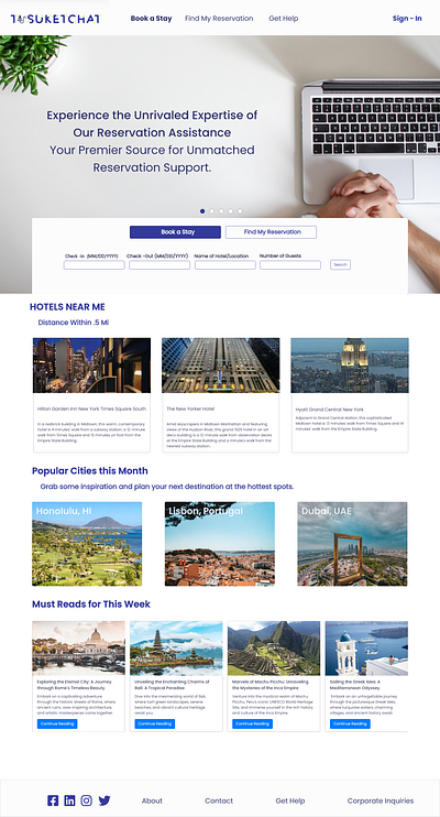 Tasuketchat - An Online Hotel Assistance Website adobe xd design landing page responsive web ui