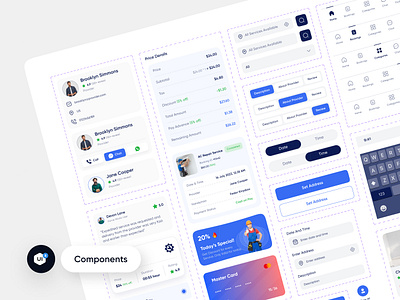 Home Service App Ui Kit app app design auto layout car service cleaning colors components design design system figma home service app icons on demand service product service typography ui ui design ui kit uiuxdesign