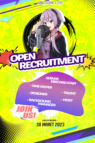 Open Recruitment Discord Staff Poster anime banner graphic design poster