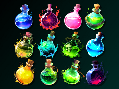 semi realistic high detailed potion vectors 3d animation branding design graphic design illustration logo ui ux vector