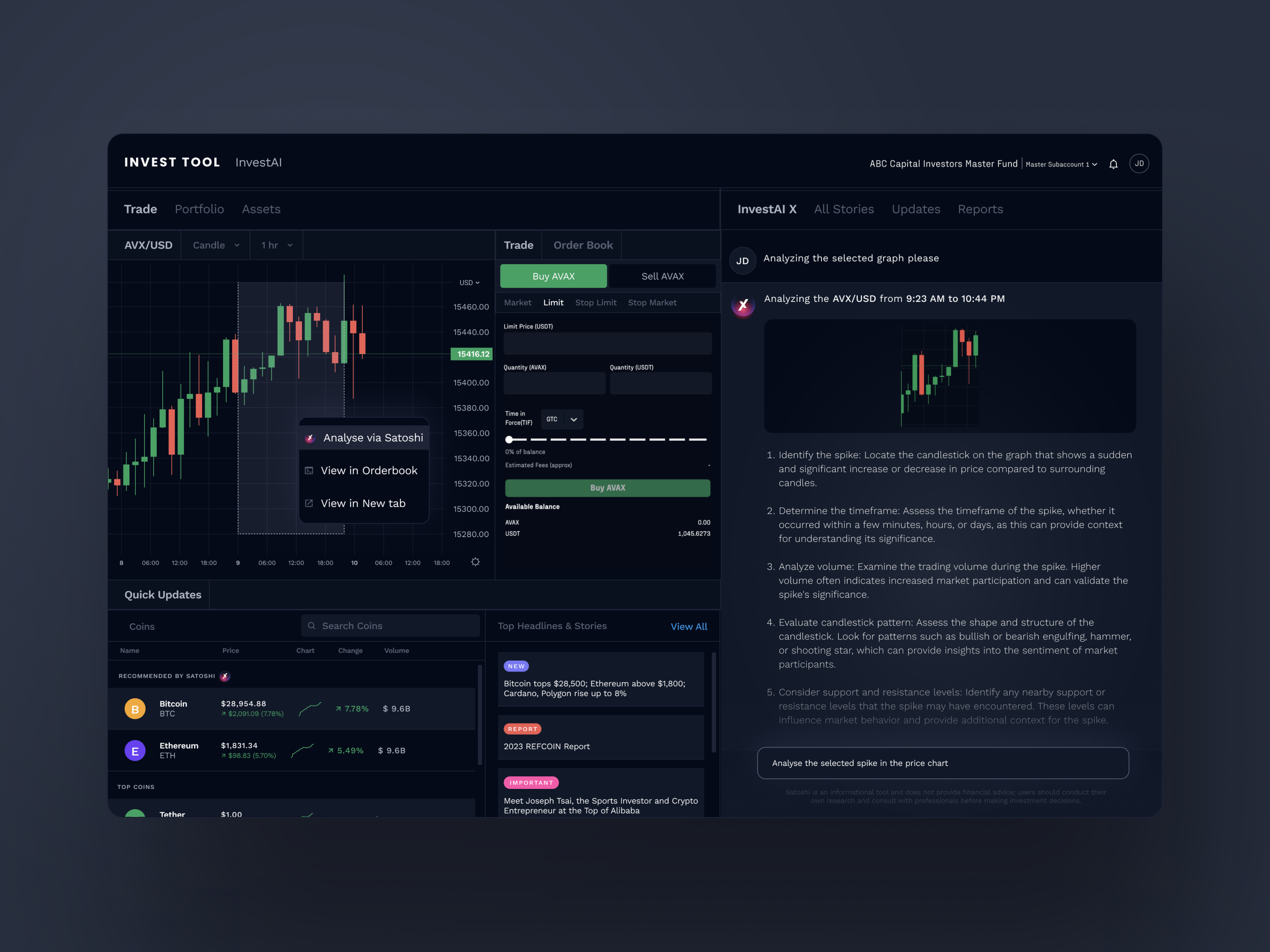 AI Crypto Investment Platform design ui ux