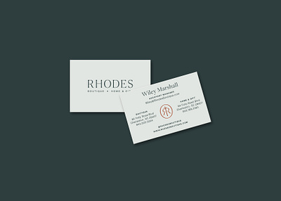 Rhodes Boutique Business Card brand identity branding business card minimal design mockup typography visual identity