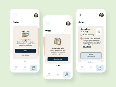 Sustainable Prescription Ordering accessibility branding design graphic graphic design health healthcare illustration medical medication mobile ordering pharmacy prescription profile reusing sustainability typography ui ux
