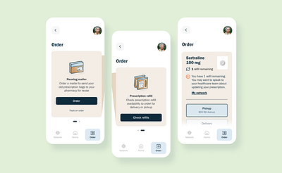 Sustainable Prescription Ordering accessibility branding design graphic graphic design health healthcare illustration medical medication mobile ordering pharmacy prescription profile reusing sustainability typography ui ux