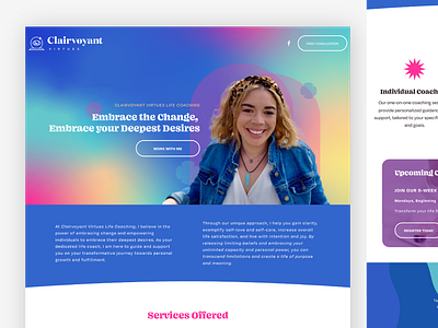 Clairvoyant Virtues -Custom Life Coach Landing Page branding design gradients graphic design landing page life coach logo squarespace ui ux