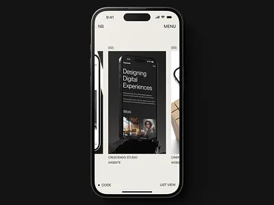 NB Work Page (Mobile) clean design gallery grid interaction design ios iphone layout minimal mobile mobile design modern portfolio ui ui design ui ux uiux user interface white space work page