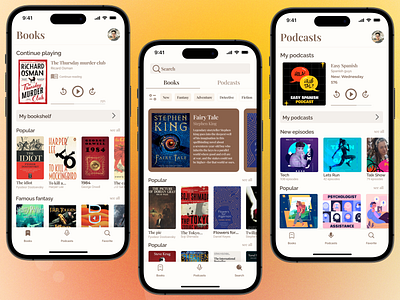 Books & Podcasts Mobile App android app application books design figma ios mobile mobile app podcasts study ui uiux ux web design