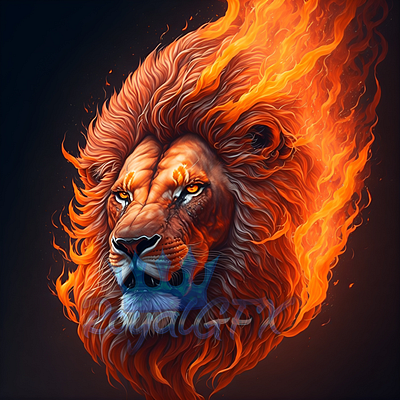 Fiery Lions branding design fire flames graphic design lions logo png printing royalgfx