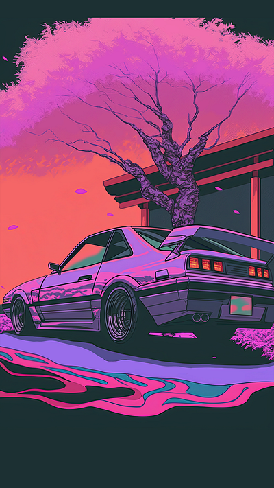 Dreamy Cyberpunk automotive art car art car illustration design digital art illustration japanese cars