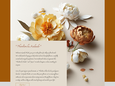 Indian-styled Florist Website Landing Page UI branding charmonman cinzel creative curve display florist flower indian landing landing page minimal typography ui web ui website