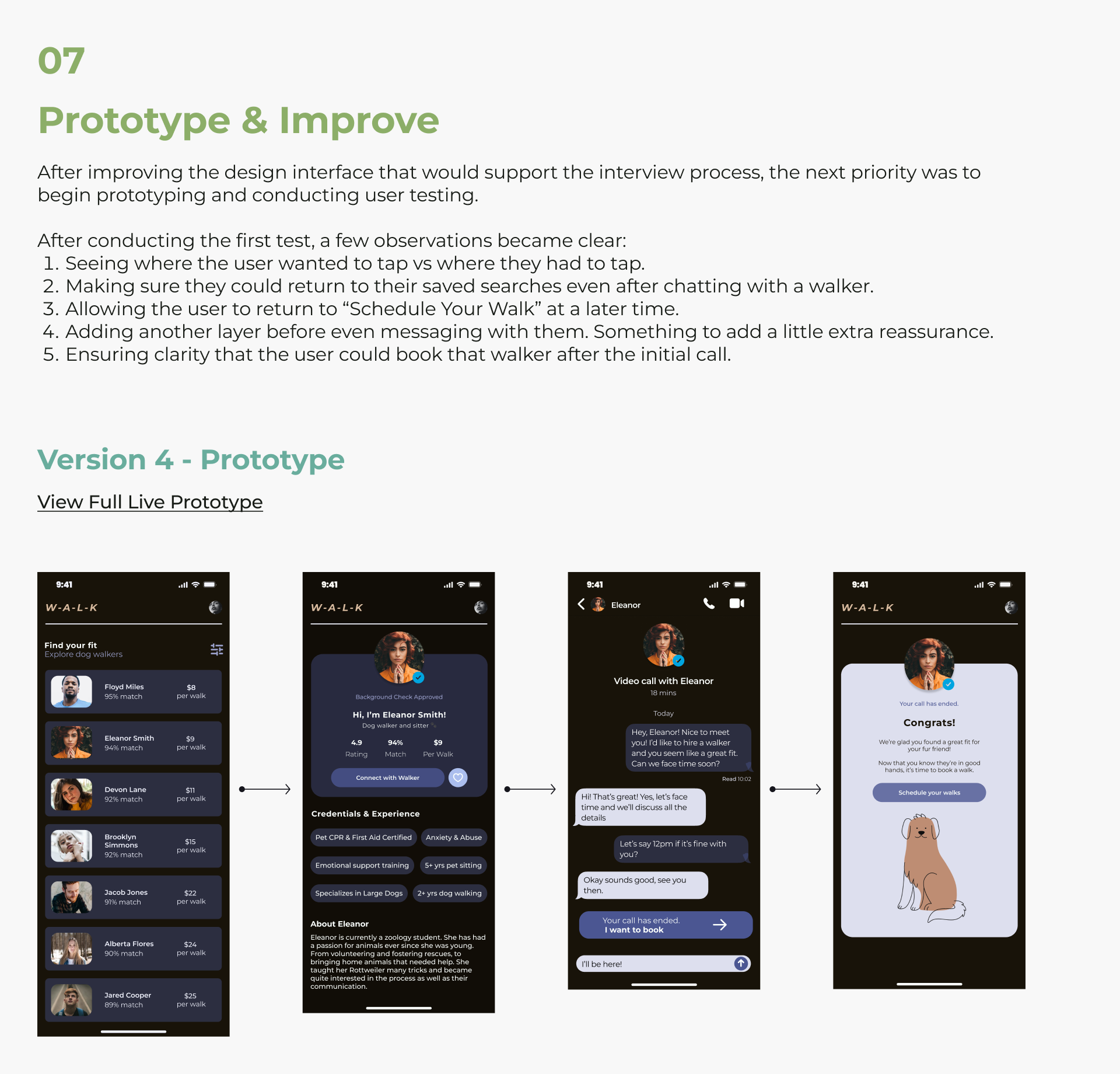 WALK Case Study Dog Walking & Pet Services App by Anna J Cook on